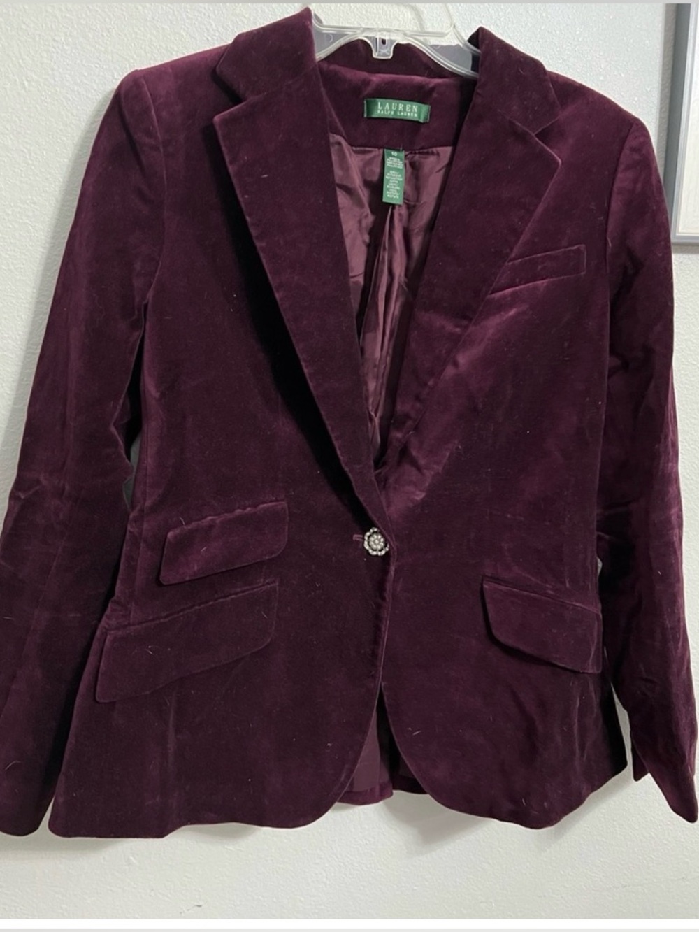 Lauren Ralph Lauren Velvet Blazer in Plum